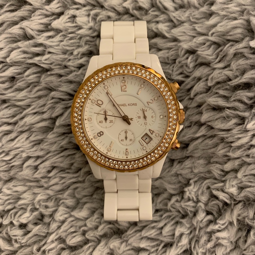 Michael Kors acrylic and rose gold watch